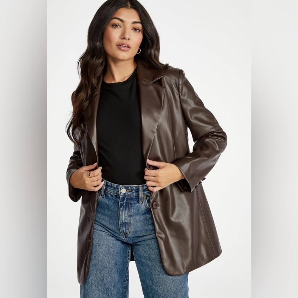 Just Fab Oversized Faux Leather Blazer NWT medium